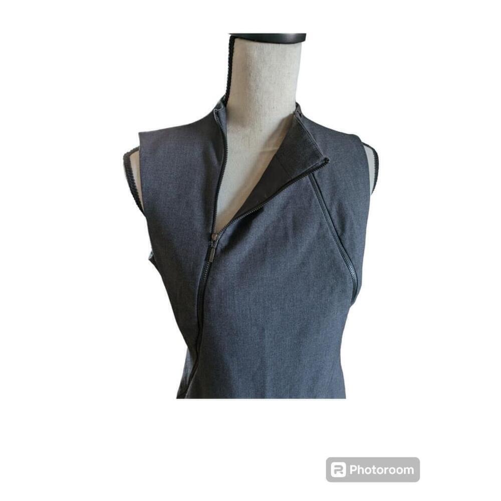 CALVIN KLEIN Solid Gray double Zipper Detail biz casual Lined Dress Size 6 - Picture 4 of 6